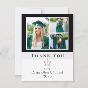 Foto Collage Nautical Black Starfish Graduate Dankeskarte