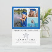 Foto Collage Nautical Blue Starfish Absolvent Ankündigung (Stehend Vorderseite)