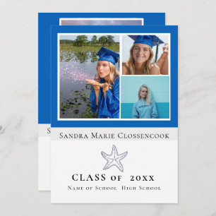 Foto Collage Nautical Blue Starfish Absolvent Ankündigung