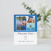 Foto Collage Nautical Navy Blue Starfish Absolvent Dankeskarte (Stehend Vorderseite)