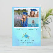 Foto Collage Nautical Sea Turtle Blue Abschluss Ankündigung (Stehend Vorderseite)