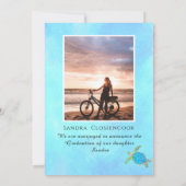 Foto Collage Nautical Sea Turtle Blue Abschluss Ankündigung (Rückseite)