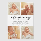 Foto Collage New Baby Geburtserklärung Magnetkarte (Vorderseite)