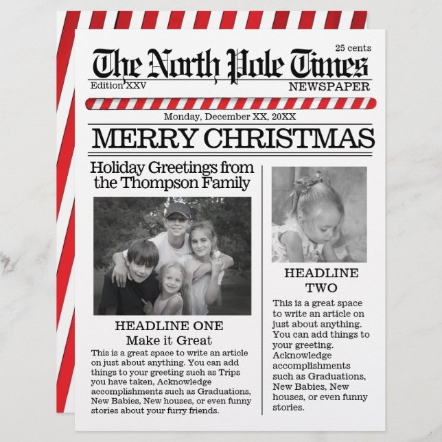 Foto Collage North Pole Weihnachtsspass Briefbogen (Vorne/Hinten)