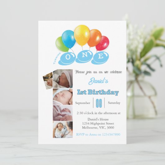 Foto-Collage Nr. 1 Junge Einladung (Stehend Vorderseite)