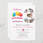 Foto-Collage Nr. 3 Mädchen Einladung (Vorne/Hinten)