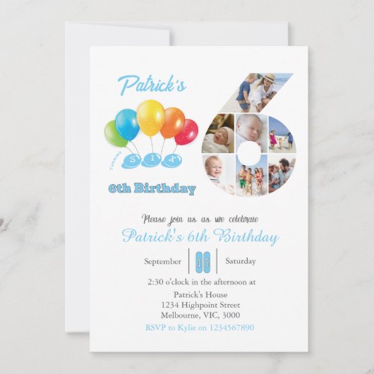 Foto-Collage Nr. 6 Junge Einladung (Vorderseite)