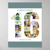 Foto Collage Number 16 Personalisiert 16. Geburtst Poster (Vorne)