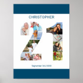 Foto Collage Number 21 Personalisiert 21. Geburtst Poster (Vorne)