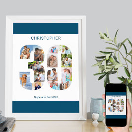 Foto Collage Number 30 Personalisiert 30. Geburtst Poster