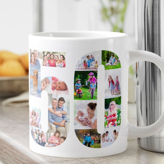 Foto Collage Number 50 - 50. Geburtstag Jumbo-Tasse