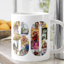 Foto Collage Number 80 - 80. Geburtstag Jumbo-Tasse