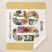 Foto Collage Number 80 Beige 80. Geburtstag Sherpadecke (Vorderseite)