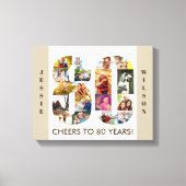 Foto Collage Number 80 Neutral 80. Geburtstag Leinwanddruck (Vorderseite)