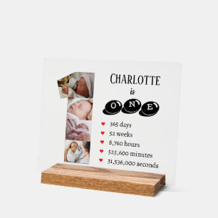 Foto Collage Nummer 1 des ersten Jahres des Kindes Acrylschild