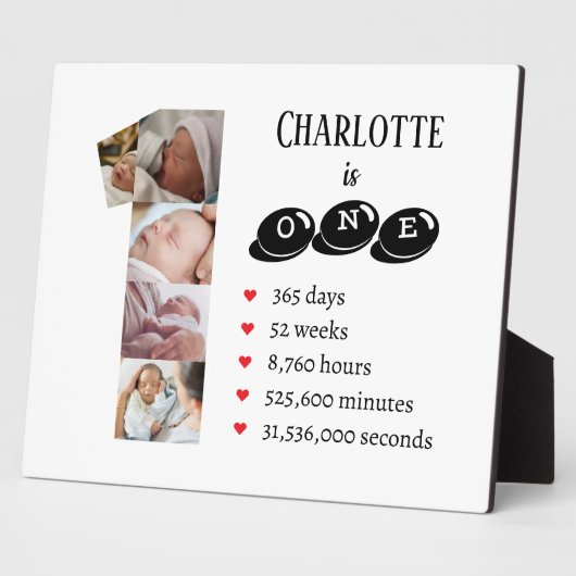 Foto Collage Nummer 1 des ersten Jahres des Kindes Fotoplatte (Seite)