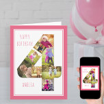 Foto Collage Nummer 4 Girls 4. Geburtstagskarte Karte<br><div class="desc">Einzigartige und personalisierte Fotokarte zum 4. Geburtstag für ein kleines Mädchen. Die Fotovorlage ist für Sie ein Set, um Ihre Lieblingsfotos zu dieser Nummer 4 Foto Collage plus einem extra speziellen Foto im Inneren hinzuzufügen. Sie können auch ihren Namen zu der Vorderseite hinzufügen und anpassen Sie den Geburtstagsgruß innen. Das...</div>