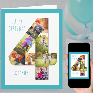 Foto Collage Nummer 4 Jungs 4. Geburtstagskarte Karte