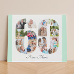 Foto Collage Nummer 60 Mint White 60. Geburtstag Künstlicher Leinwanddruck<br><div class="desc">Erstellen Sie Ihr eigenes personalisiertes Foto für einen 60. Geburtstag. Diese schöne Collage aus Foto ist in Form der Zahl 60 auf einem weißen Hintergrund mit minzgrünen Rändern. Die Collage kann 15 Fotos enthalten, und die Vorlage ist für Sie bereit, um Ihre Lieblings-Fotos im Uhrzeigersinn um jede Zahl zu ergänzen....</div>