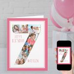 Foto Collage Nummer 7 Girls 7. Geburtstagskarte Karte<br><div class="desc">Einzigartige und personalisierte Fotokarte zum 7. Geburtstag für ein junges Mädchen. Die Fotovorlage ist für Sie ein Set, um Ihre Lieblingsfotos zu dieser Nummer 7 Foto Collage plus ein extra spezielles Foto im Inneren hinzuzufügen. Sie können auch ihren Namen zu der Vorderseite hinzufügen und anpassen Sie den Geburtstagsgruß innen. Das...</div>