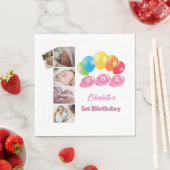 Foto Collage Nummer Eins Mädchenname 1. Geburtstag Serviette (Beispiel)