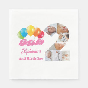 Foto Collage Nummer Eins Mädchenname 2. Geburtstag Serviette