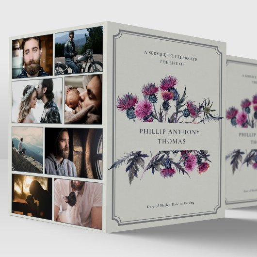 Foto Collage Obituary Scottish Thistle Funerary Programm