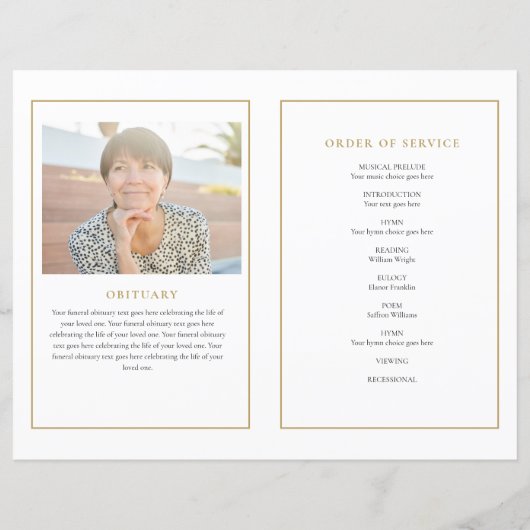 Foto Collage Order of Service Funeral Program (Rückseite)