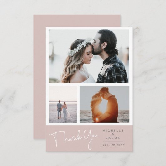 Foto Collage Pastellfarben Danke Foto Card RSVP Karte (Vorne/Hinten)