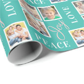 Foto Collage Peace Joy Liebe Weihnachten Geschenkpapier (Rolleneckpunkt)