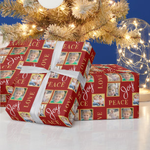 Foto Collage Peace Liebe Freude Grün Weihnachten Geschenkpapier