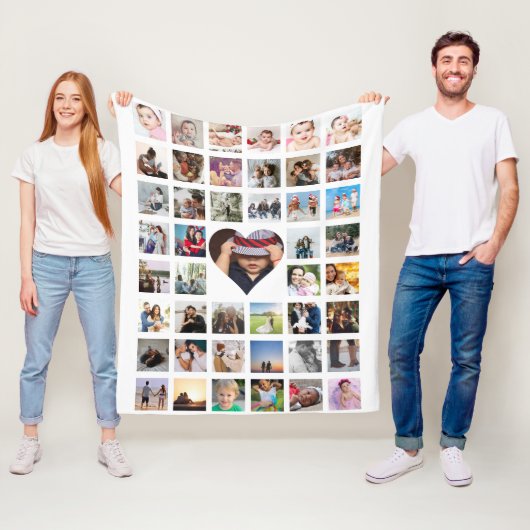 Foto Collage Personalisiert DIY Custom Heart Fleecedecke (Beispiel)