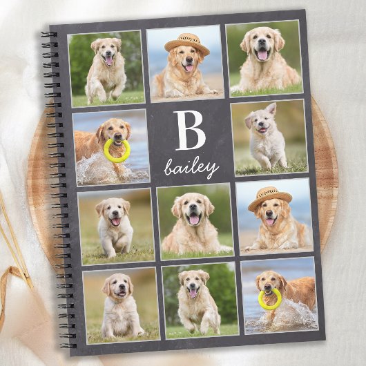 Foto Collage Personalisiert Monogram Welpe Dog Notizblock