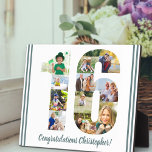 Foto Collage Personalisiert Nummer 16 Geburtstag Fotoplatte<br><div class="desc">16. Geburtstagsschablone - personalisiert mit einer Foto-Collage Ihrer Lieblings-Fotos und individuellem Text. Die Fotovorlage ist für Sie bereit, um Ihre Fotos hinzuzufügen, die in Form einer Zahl 16 angezeigt werden. Die Formulierung, die derzeit "Herzlichen Glückwunsch [Name]!" lautet, kann ebenfalls angepasst werden. Bitte stöbern Sie in meinem Geschäft für mehr Geschenke...</div>