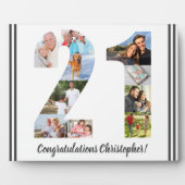 Foto Collage Personalisiert Nummer 21 Geburtstag Fotoplatte (Vorderseite)