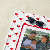 Foto Collage Personalisiert Red Heart & Name White Strandtuch (Beispiel)