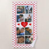 Foto Collage Personalisiert Red Heart & Name White Strandtuch (Vorderseite)
