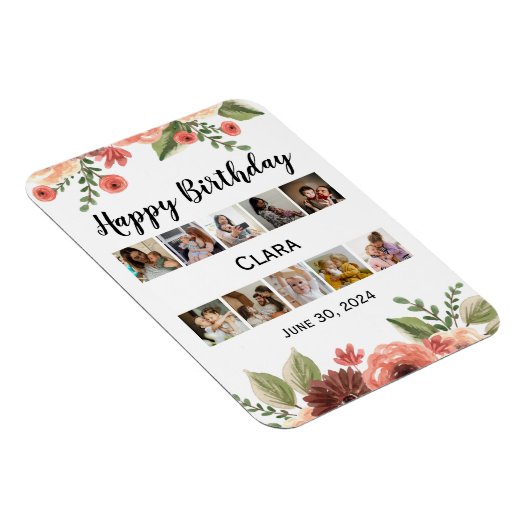 Foto Collage Personalisiertes Drehbuch Geburtstag Magnet (Rechte Seite)