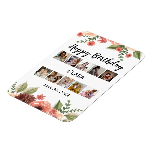 Foto Collage Personalisiertes Drehbuch Geburtstag Magnet (Linke Seite)