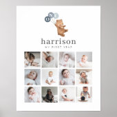 Foto Collage Poster - Bären 3 Blue Balloons (Vorne)