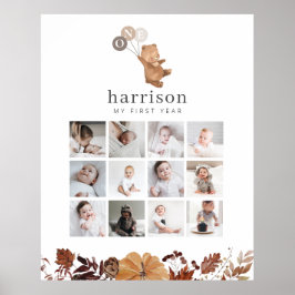 Foto Collage Poster - Bärenbraun 3 Balloons