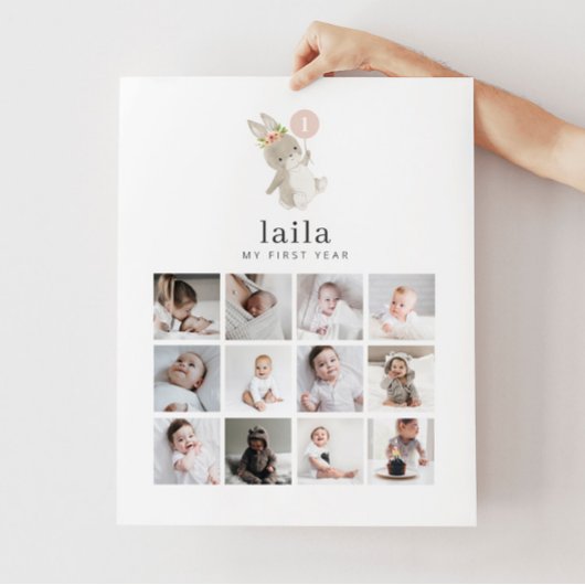 Foto Collage Poster - Bunny Pink Ballon