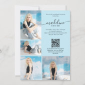 Foto-Collage QR-Code Blaue Abschlussfeier Einladung (Rückseite)