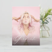 Foto-Collage QR-Code Blush-Pink Abschlussfeier Einladung (Stehend Vorderseite)
