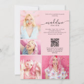 Foto-Collage QR-Code Blush-Pink Abschlussfeier Einladung (Rückseite)