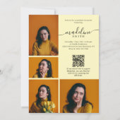 Foto-Collage QR-Code Gelbe Abschlussfeier Einladung (Rückseite)