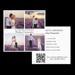 Foto Collage QR Code Social Media Markenfarbe Quadratische Visitenkarte
