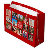 Foto Collage Red Christmas Große Geschenktasche Große Geschenktüte (Rückseite Schrägansicht)