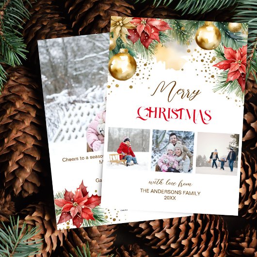 Foto Collage Red gold poinsettia Weihnachten