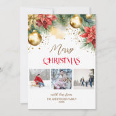 Foto Collage Red gold poinsettia Weihnachten (Vorderseite)